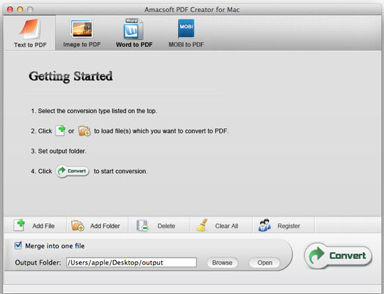 Amacsoft PDF Creator for Mac Screenshot