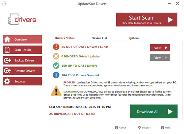 UpdateStar Drivers Screenshot