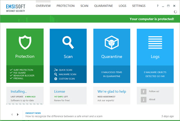Emsisoft Internet Security Screenshot